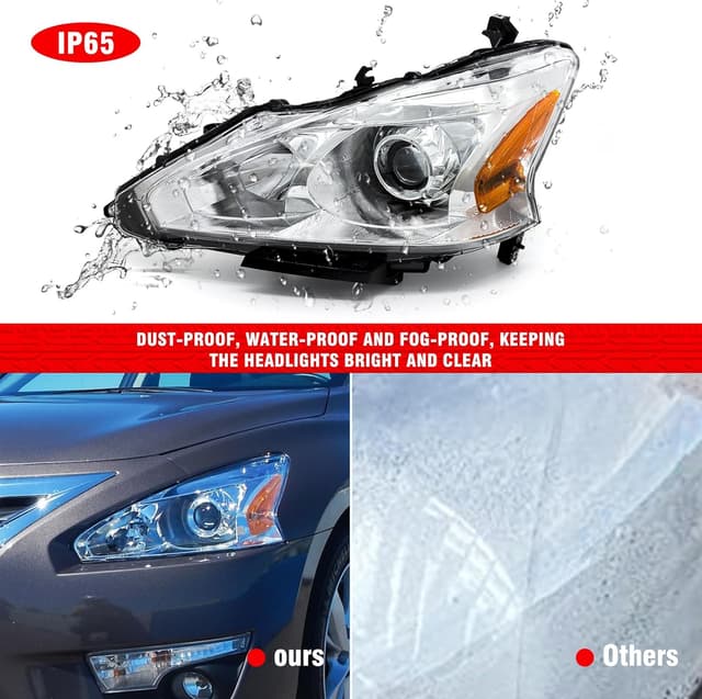 Thumbnail 6 de ADCARLIGHTS Headlight Assembly Replacement Pair for 2013-2015 Nissan Altima (Clear Lens, Chrome Housing, Amber Reflector) w/o Bulbs