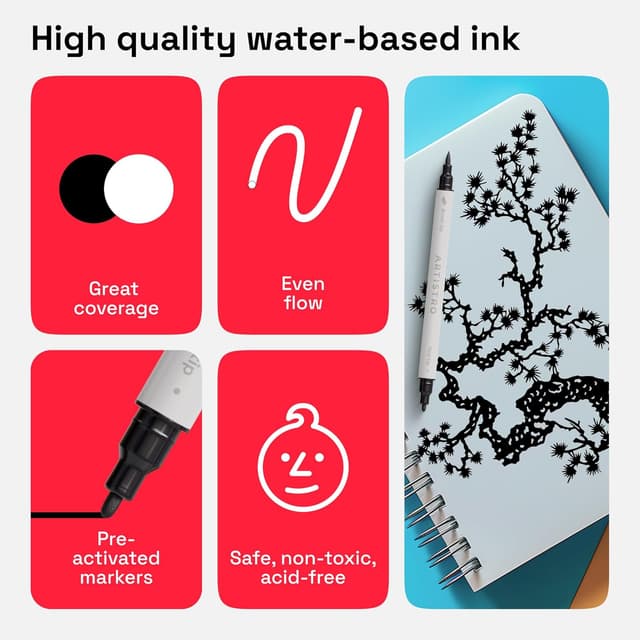 Detalle de ARTISTRO 2 black acrylic paint pens 1 mm