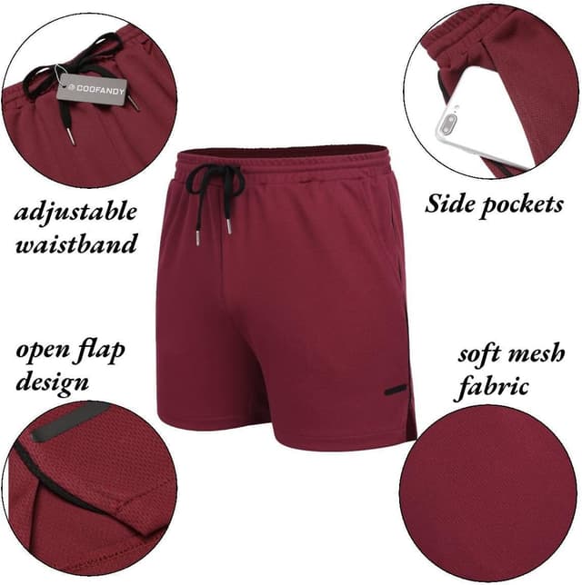 Thumbnail 4 de COOFANDY 2 Pack Gym Workout Shorts 5 Inch