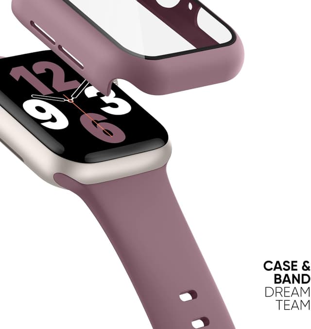 Detalle de Joehwerr 3-in-1 Apple Watch strap & case set (46mm) in smokepurple with 9H tempered glass screen protector