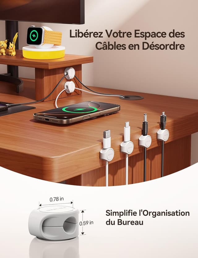 Thumbnail 5 de FLYLEAD 8 Pièces Clips Câble en Silicone