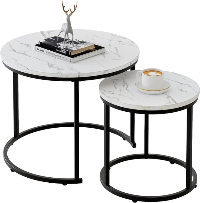 Detalle de Huhote Nesting Round Coffee Tables Set
