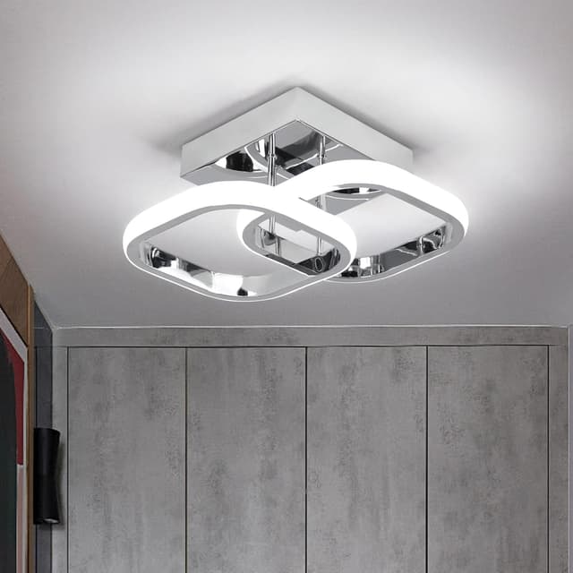 Detalle de EIDISUNY 22W LED Square Ceiling Light (Chrome) – Cool White 6000K