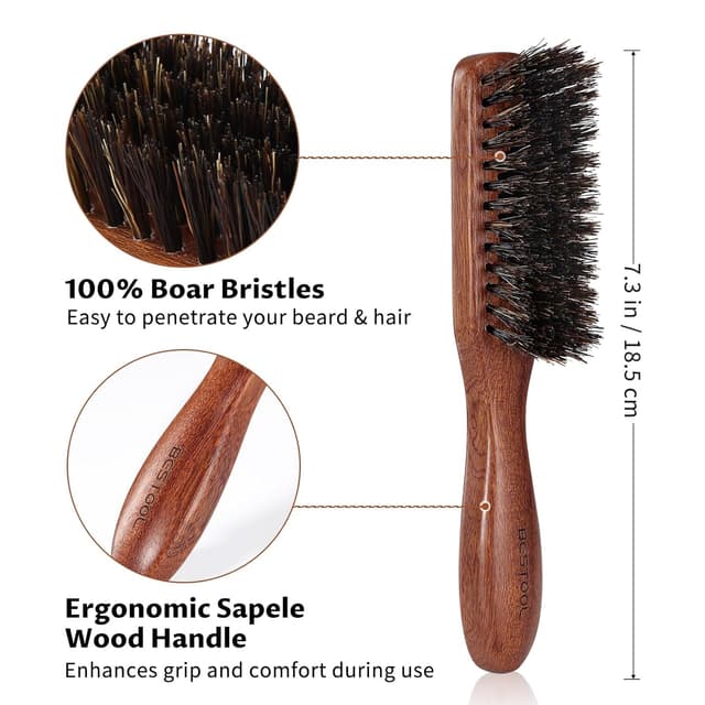Thumbnail 2 de BESTOOL Bartbürste Wildschweinborsten Braun