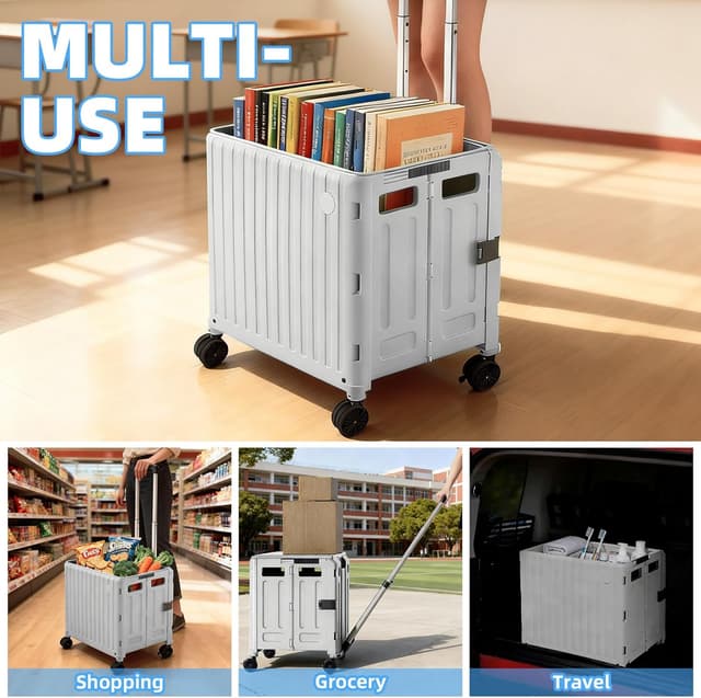 Thumbnail 6 de TODAYGO Folding Utility Cart 4-Wheel Collapsible Rolling Crate