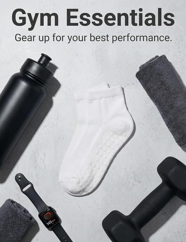 Detalle de Quoboquo lot de chaussettes de sport antidérapantes en coton (ABS), hommes & femmes, courtes — 39-42 / 43