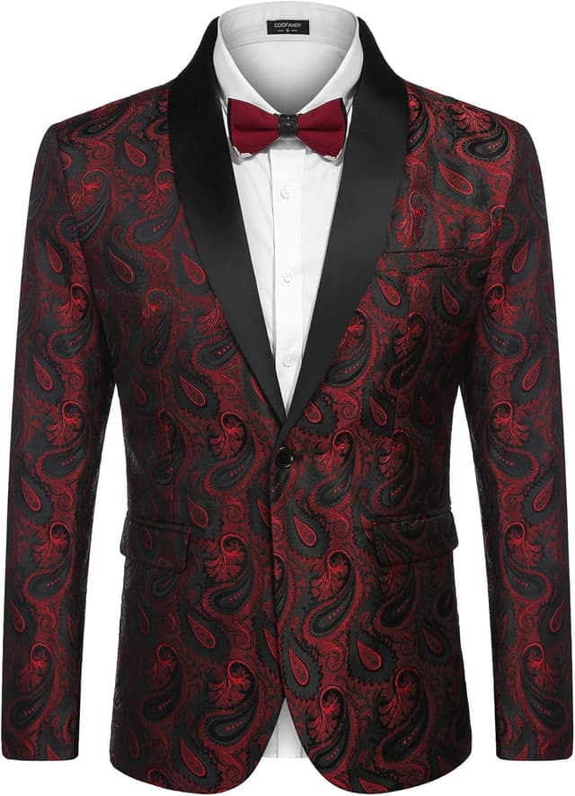 Thumbnail 1 de COOFANDY Floral Tuxedo Jacket 1 Button