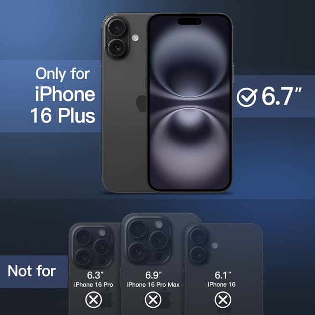 Detalle 2 de JETech Matte Case for iPhone 16 Plus (6.7-inch) – Shockproof Military Grade Drop Protection, Frosted Translucent Back (Black)