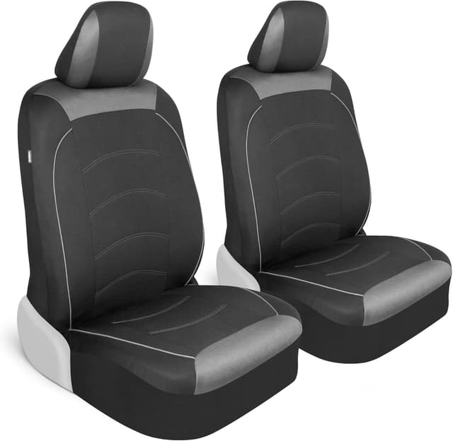 Detalle de Motor Trend Black Cloth Car Seat Covers for Front Seats (Bucket Seats) with Removable Headrests