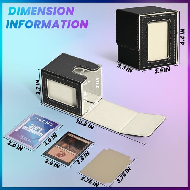 Detalle de UAONO Kartendeck Box für MTG Commander (EDH) inkl. Top Loader, Platz für 100+ doppelt gesleevte Karten