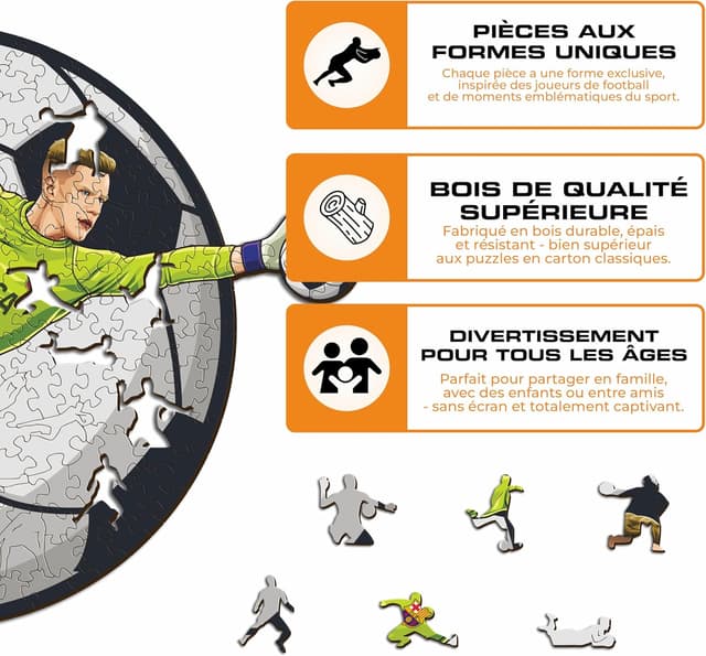 Detalle 2 de Puzzle en bois Iconic Puzzles Barcelona – Ter Stegen, licence officielle, taille M, 270 pièces