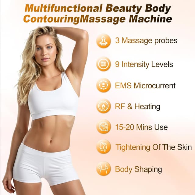 Detalle de Qewher 3 in 1 radiofrequenza viso e corpo 40K: massaggiatore anticellulite con riscaldamento, EMS e luce rossa