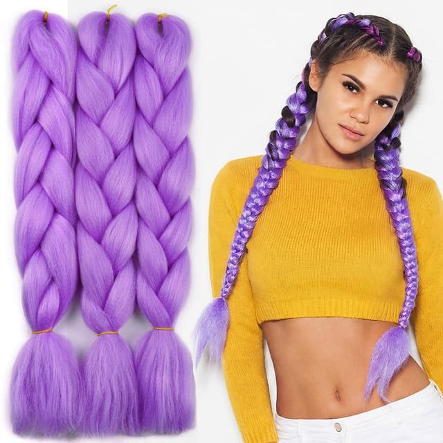 Detalle de Luxiremi Hell Lila Flechtzopf Haare 60 cm
