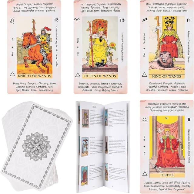 Thumbnail 6 de Fofeadm Keyword Tarot Deck (78 Cards) with Guidebook & Linen Carry Bag