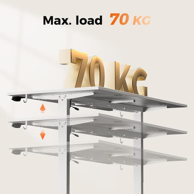 Detalle 2 de Agilestic Height-Adjustable Electric Desk (120x80 cm) with Memory Function, White