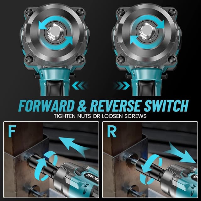 Thumbnail 6 de Uaoaii 1000Nm Cordless Impact Wrench with 2x 4.0Ah Batteries ๐