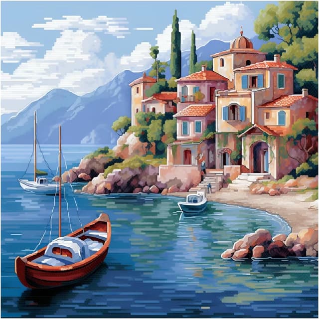 Imagen de Xinpinzhou Riverside Landscape 40x40 cross stitch kit en OfertitasTOP