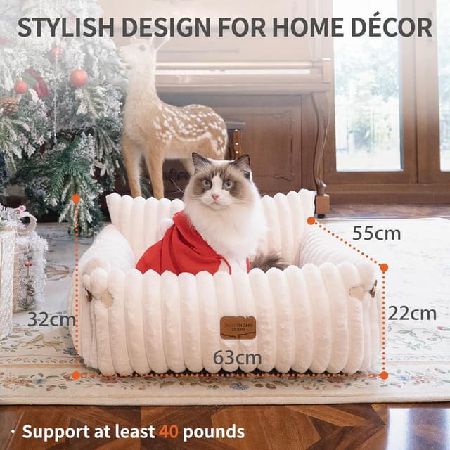 Detalle de CheerPals Extended Cat Sofa 63×55–66 cm cat bed 🐱