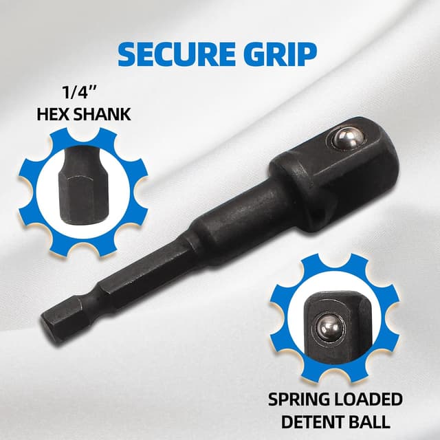 Detalle de CCLIFE lot de 17 douilles et adaptateurs pour visseuse à percussion (Cr-Mo) 1/4”, 3/8”, 1/2”, 3/4” + joint de cardan