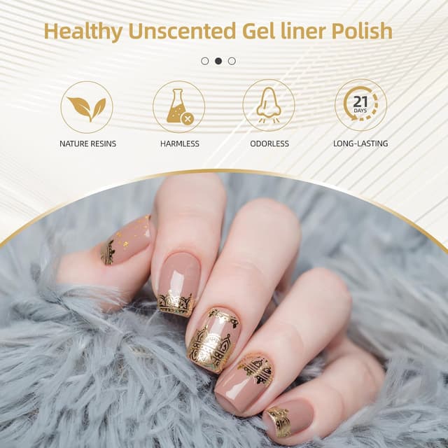 Detalle 1 de GOICC 2 smalti gel cromati argento e oro metallizzato per nail art 3D effetto specchio, con pennello sottile (richiede 8 ml)