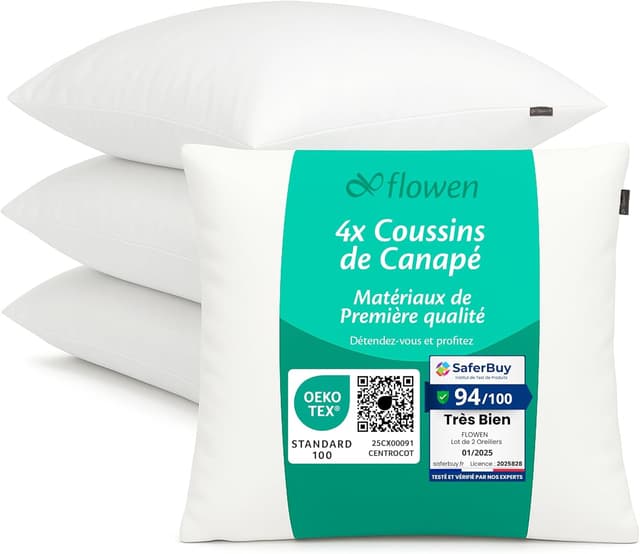 Detalle de Flowen coussin canapé 50x50, lot de 4