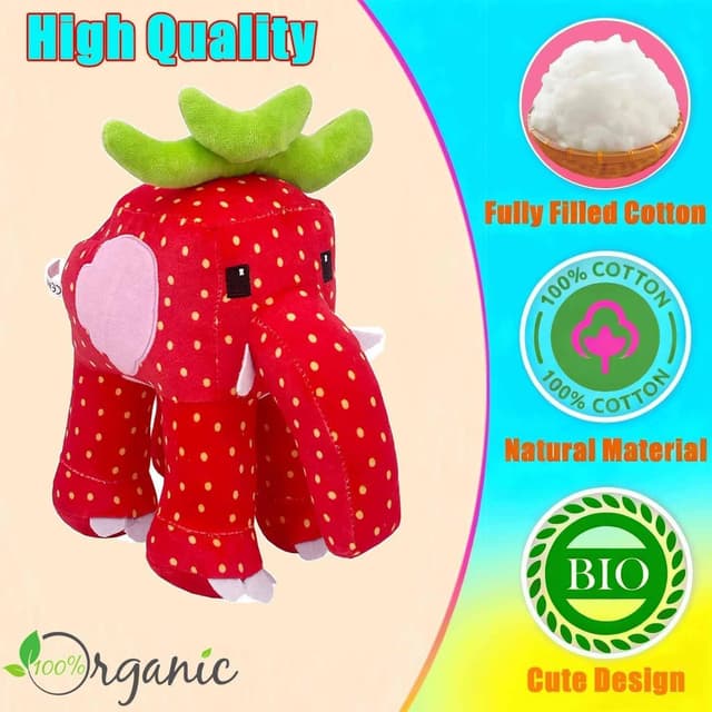 Detalle de HMJMJC 67 Plush brainrot-style strawberry elephant stuffed toy