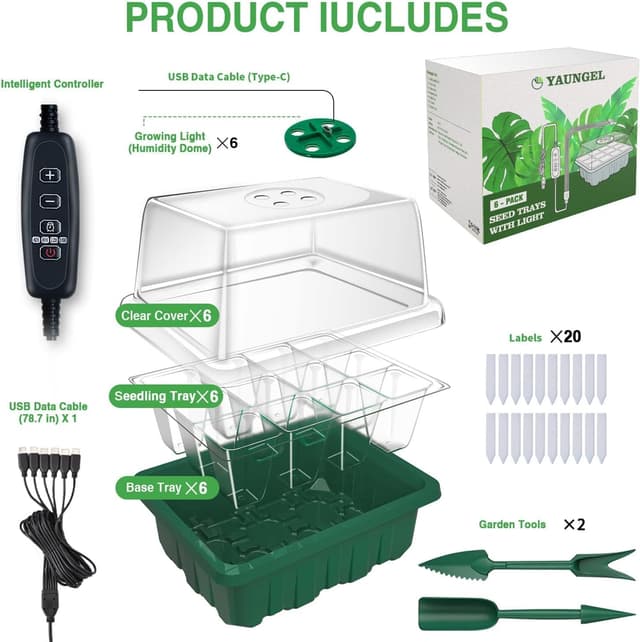 Thumbnail 6 de YAUNGEL Seed Trays with Grow Light