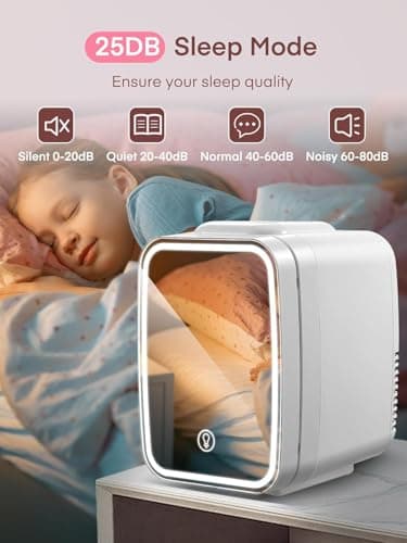 Detalle 1 de FOHERE Mini Nevera para Dormitorio con Espejo LED y función frío/calor (5L)
