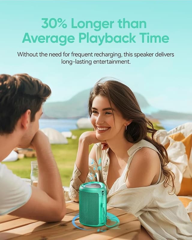 Detalle de AY Tragbarer Bluetooth-Lautsprecher mit Licht, 15-W-Sound und IPX5-Schutz (AUX, TF/TF-Karte, Stereo-Paarung)