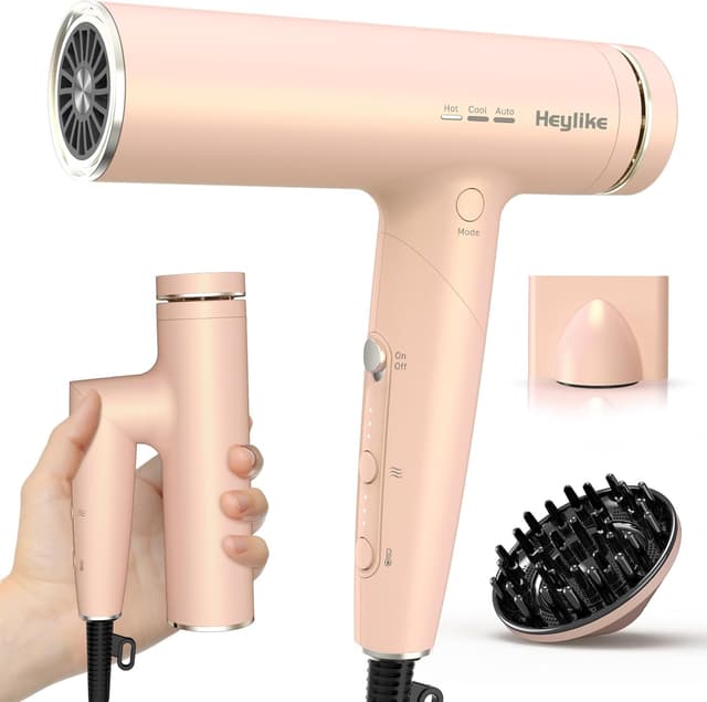 Detalle de Heylike High Speed Plasma Ion Hair Dryer with Diffuser (130,000 RPM, 1500W, 3 Heat/3 Speed)