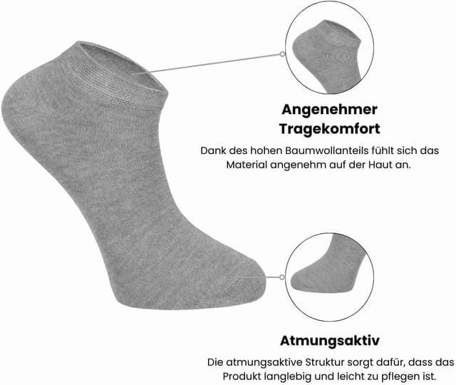 Detalle de dabisocks Sneaker Socken (10 Paar) aus Baumwolle – atmungsaktive Sportsocken für Herren & Damen