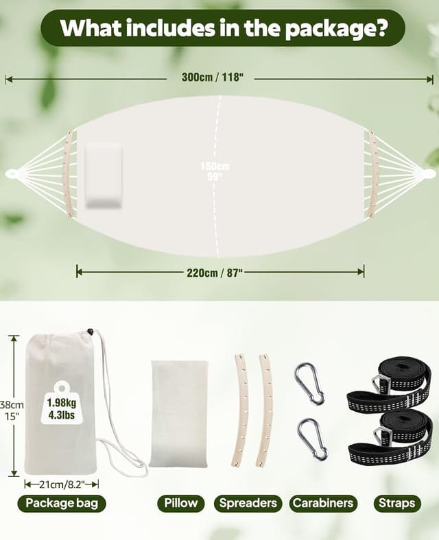 Detalle 2 de Chihee Baumwoll-Hängematte 300x150 cm