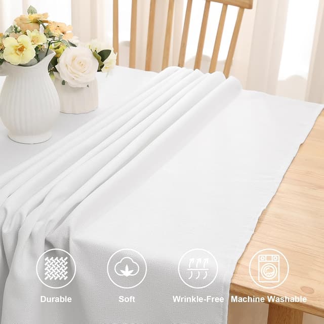 Detalle de smiry Leinenoptik Tischdecke mit Lotuseffekt, abwaschbar, eckig 140 x 180 cm (weiß)