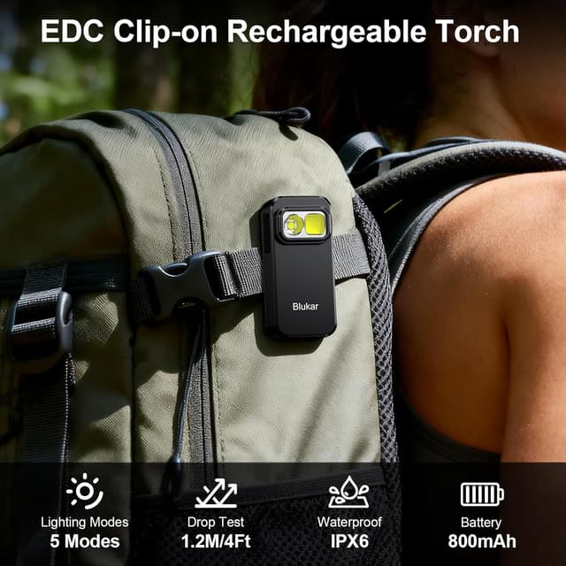 Detalle 2 de Blukar Taschenlampe LED Aufladbar 800mAh 🔦