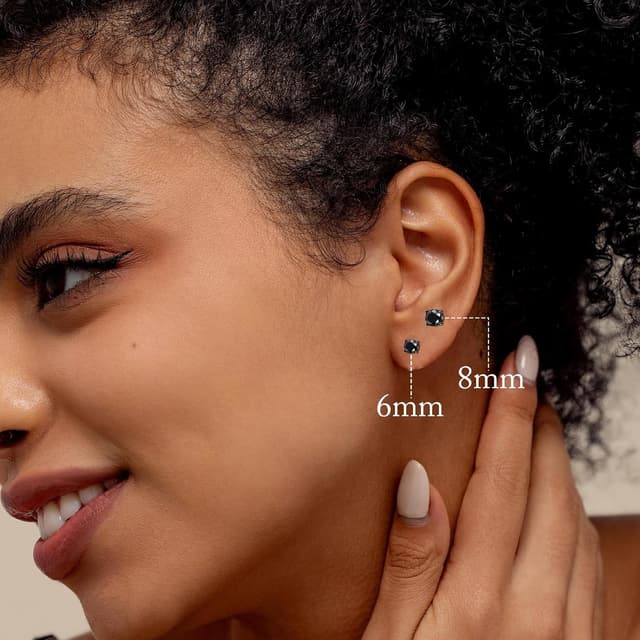 Detalle de JENCVNL Magnetische Ohrringe aus Edelstahl – Set mit 4/6 Paaren (6/8 mm) mit Zirkonia-Optik