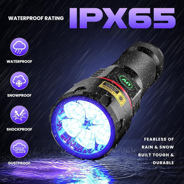 Detalle de DARKBEAM Lampe torche UV 395 nm (6xLED quadricœur) rechargeable, 80W