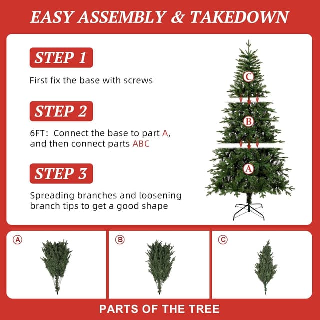 Detalle de Sapin de Noël artificiel Uten 180 cm réaliste PE/PVC, 628 branches, base métal