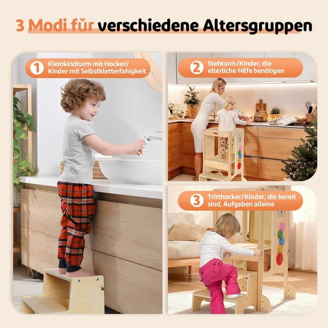 Detalle de SOFTHOM Montessori Lernturm Klappbar ab 1 Jahr
