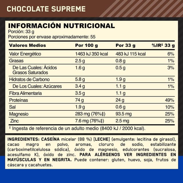 Thumbnail 6 de Optimum Nutrition Gold Standard Caseína 1.82 kg