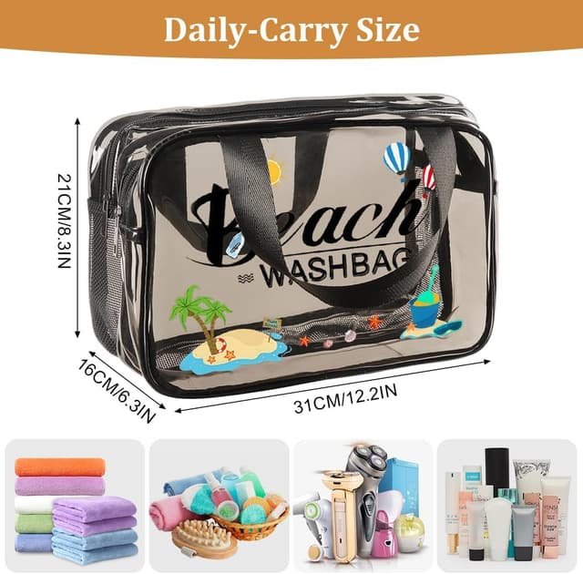 Detalle 2 de Aucuu trousse de toilette de voyage en PVC transparente double compartiment (31 x 16 x 21 cm)