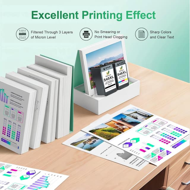 Detalle 2 de Denvoer 545XL 546XL ink cartridges 1 Black 1 Colour 🖨