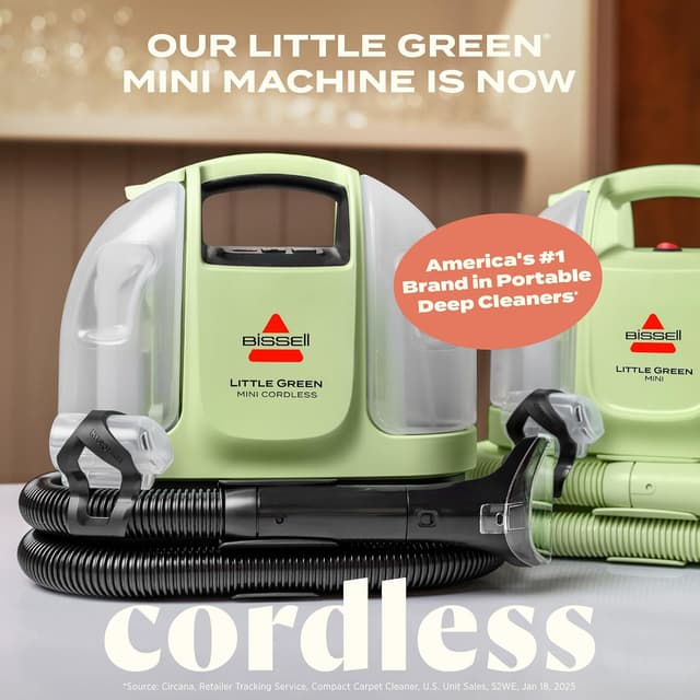Detalle de BISSELL Little Green Mini Cordless Portable Deep Cleaner (4015) for Carpet & Upholstery
