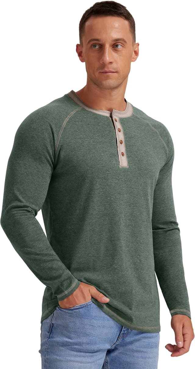 Detalle 2 de Sailwind Men’s Henley Long/Short Sleeve Cotton T-Shirt with Four-Button Design