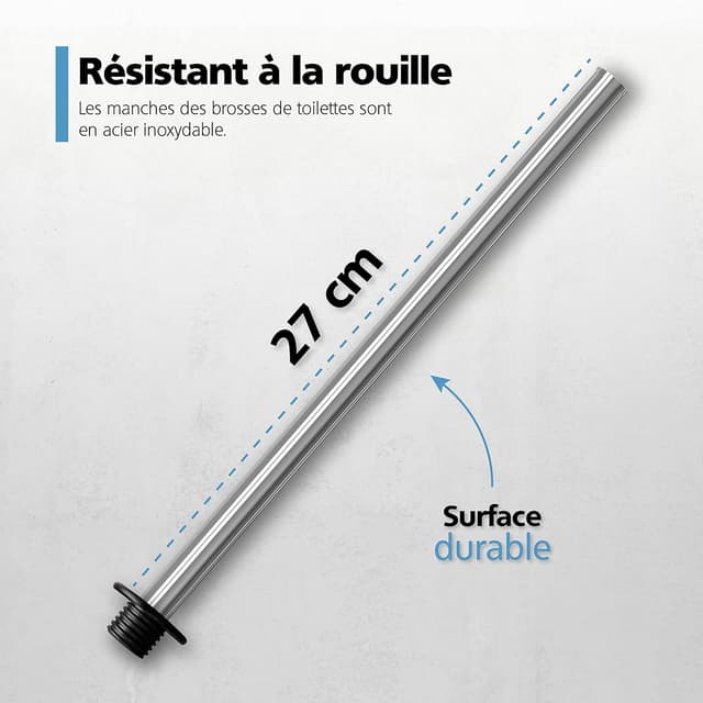 Detalle 2 de Nirox : lot de 4 brosses WC avec manches en acier inoxydable (diamètre de tête 8 cm)