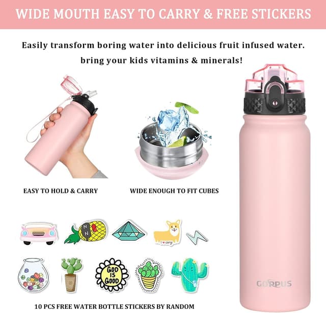 Detalle 2 de GOPPUS 600ml stainless water bottle with straw 💧