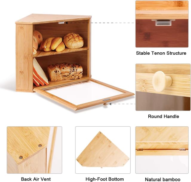 Detalle 2 de Leader Accessories Bambus Brotkasten 32x32x34 cm