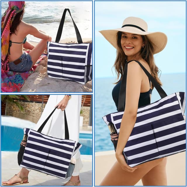 Thumbnail 6 de TAHAVICE Strandtasche Damen XXL mit Reißverschluss – wasserabweisende Badetasche mit vielen Fächern