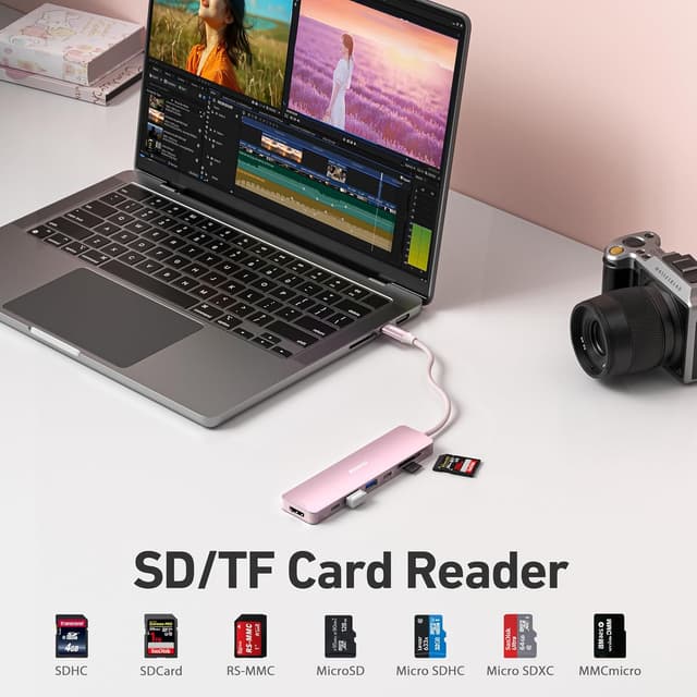 Detalle 2 de BENFEI 7-in-1 USB-C Hub mit HDMI 4K@60Hz, 100W Laden, SD/TF-Kartenleser & 2x USB-A