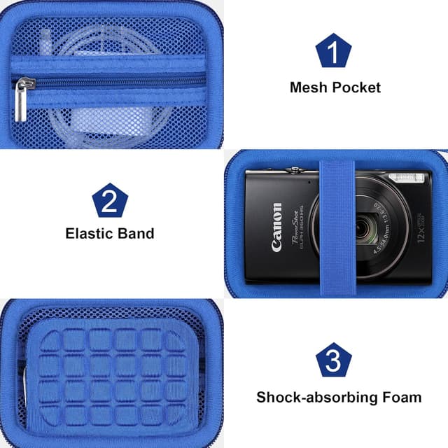 Detalle 2 de Canboc Carrying Case (Case Only) for Canon IXUS 185/285 and Sony DSC-W830/W800 digital cameras — blue mesh pocket