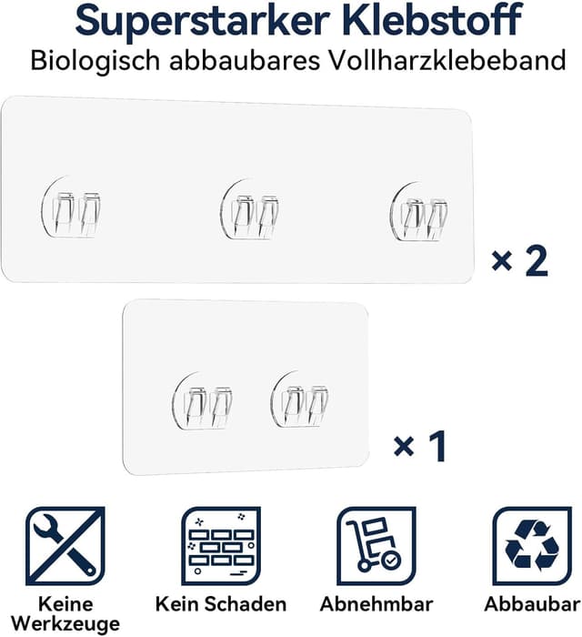 Thumbnail 6 de YASONIC Duschablage ohne Bohren (3er-Set) – rostfreie Organizer mit 2 Haken, schnell trocknend, Silber